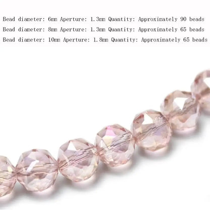 6/8/10mm Sizes Faceted Glass Beads 96-faceted Pink Blue Crystal Earth Beads Faceted Cut Style Plating Clear Jewelry Making Beads