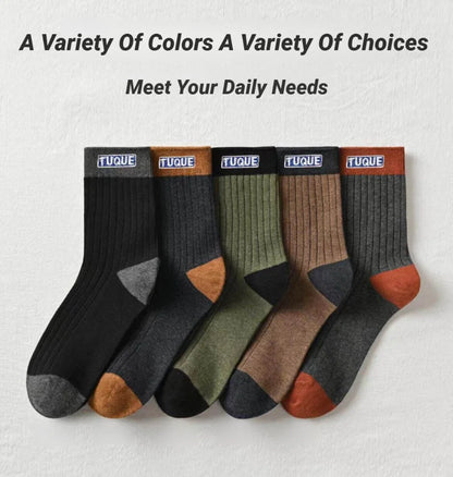 5‑Pairs Unisex Men's Trendy Color Block Crew Socks Breathable Comfy Casual For All Seasons Outdoor Wearing