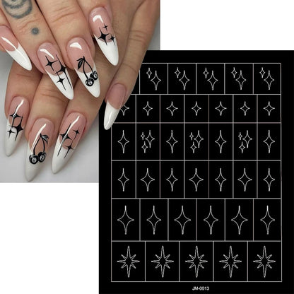 24-Design Airbrush Stencil Nail Stickers 1Pcs Butterfly/Heart/French Line Nail Decal Adhesived DIY Nail Template Airbrush Slider