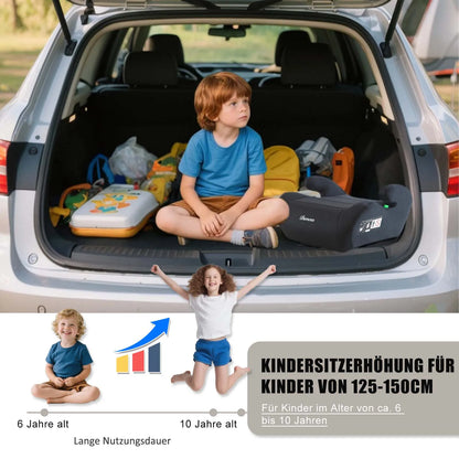 Child Car Safety Booster Seat, Compliant with I-Size Un Ece R129/03 Standard, Three-Point Safety Harness, Portable Child Safety Seat, Suitable for Ages 6-10 (Height 125- 150cm cm)