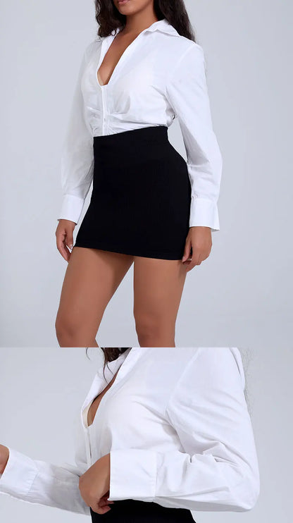 FINETOO Spring Summer New High Waist Elastic Business Women Mini Skirt Black Slimming Knitted Half Body Skirt Professional Work