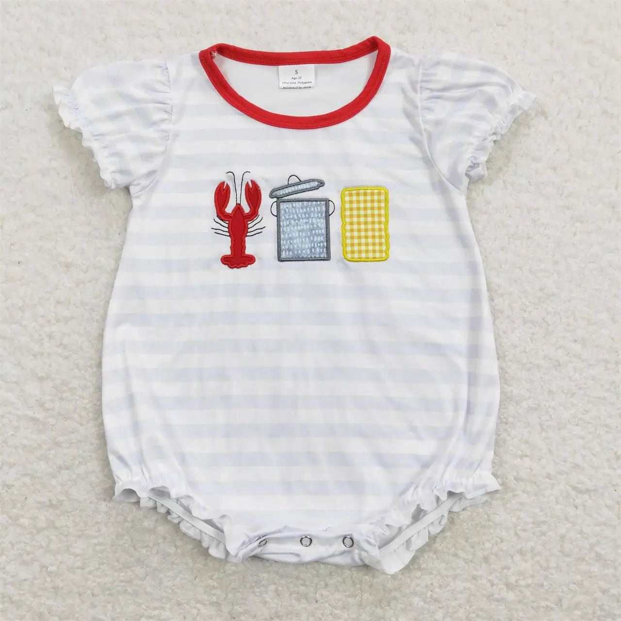 Wholesale Baby Girl Newborn Birthday Balloons Romper Bubble Embroidery Pink Plaid Bows Jumpsuit Kids Toddler Summer Clothes