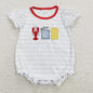 Wholesale Baby Girl Newborn Birthday Balloons Romper Bubble Embroidery Pink Plaid Bows Jumpsuit Kids Toddler Summer Clothes