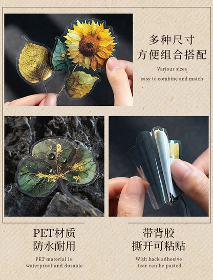 10pcs/1lot Kawaii Scrapbook Sticker Golden Flower Shadow Scrapbooking Supplies Planner Decorative Stationery Sticker