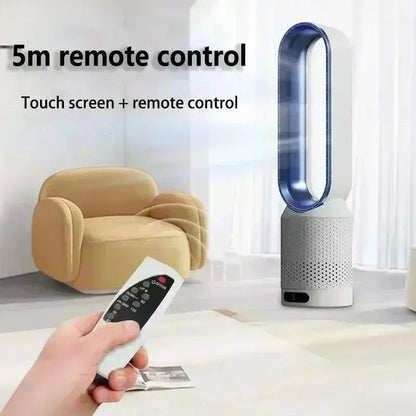 Smart Bladeless Fan with Remote Control 8 Wind Speeds Intelligent Timing 90° Oscillation Quiet Air Cooler for Home Bedroom