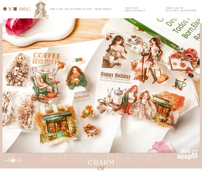 JIANQI 20 Sheets PET Die cut Stickers book Girl's Handbook Decorative handmade Scrapbooking Material Diary Album Craft Supplies