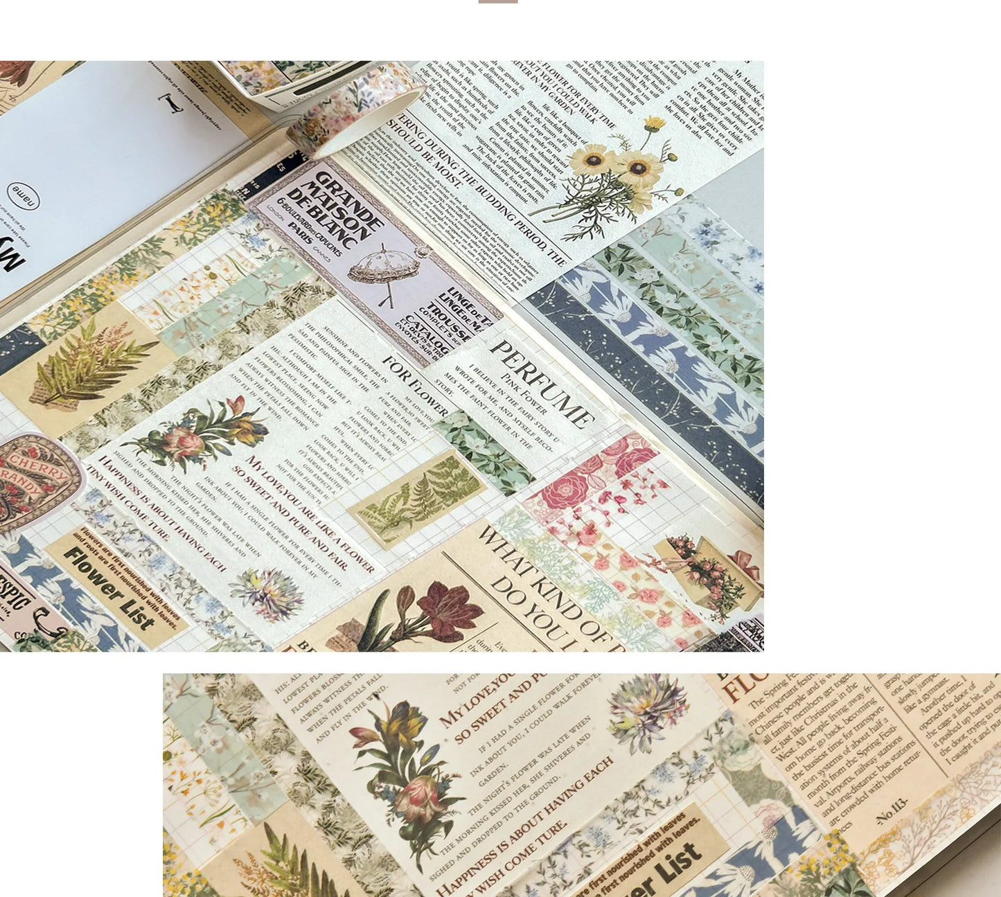 5 Rolls/set Aesthetics Floral Decorative Adhesive Tape Flower Washi Tape DIY Scrapbooking Material Sticker Label Stationery