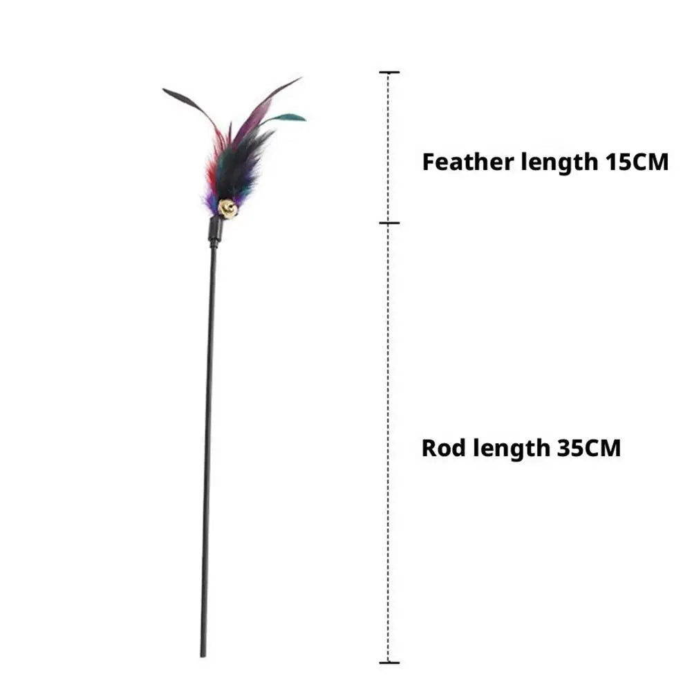 Long Pole Feather Cat Teaser Toy Colorful Interactive Kitten Wand Stick Bite-Resistant Pet Teasing Training Supplies