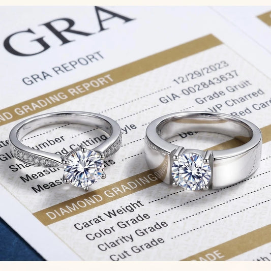 Moissanite Couple Ring For Women Man 925 Silver Stone Match Dia Wedding Band Bride S Sterling Silver White Gold 2.00ct