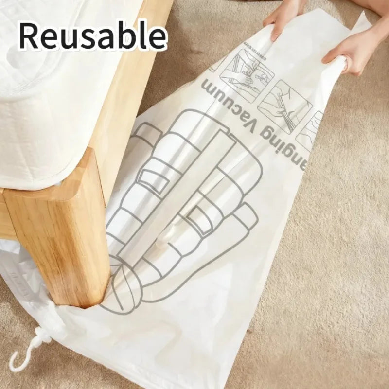 Hanging Vacuum Storage Bags Space Saver Bags Vacuum Seal Storage Bag for Suits Dress Coats Jackets Closet Organizer and Storage