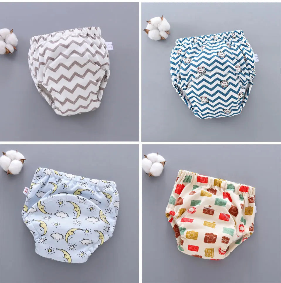 Baby Reusable Potty Training Pants Toddler Cotton Ecological Cloth Diaper Panties Waterproof Washable Nappies Boy Girl Underwear