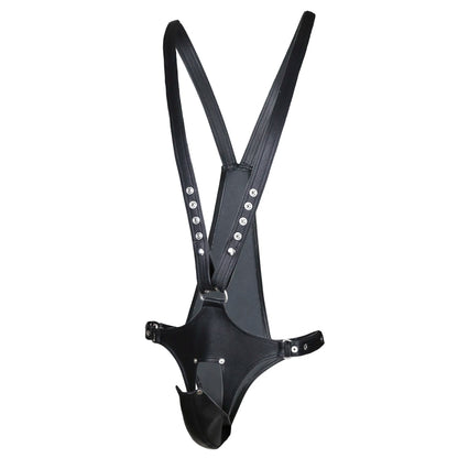 Erotic Underwear Thong PU Leather Male Chastity Panties Cock Penis Sleeve Ring Harness Straps BDSM Restraint  Belt for Men