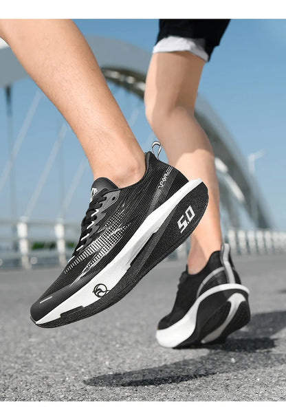 Running Shoes Men Sports Carbon Board Speciality Marathon Breathable Lightweight Women's Comfortable Athletic Nonskid Sneakers