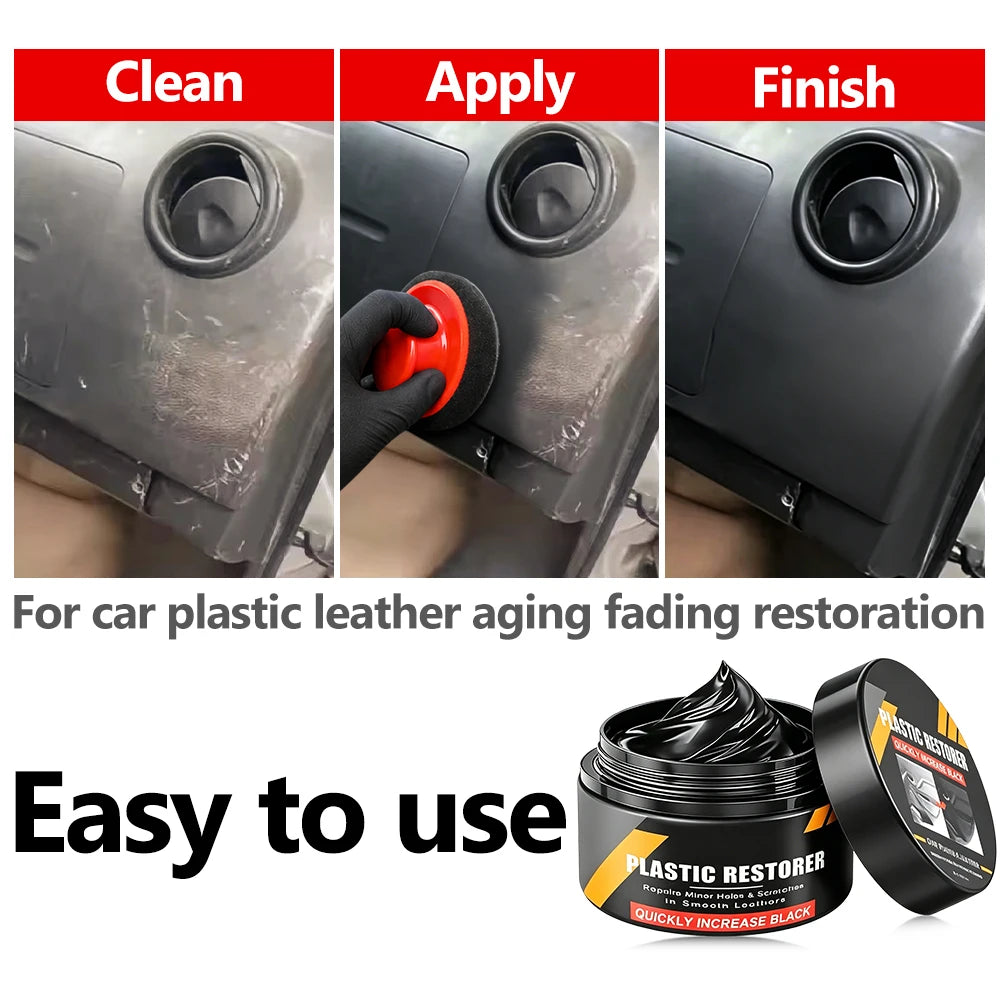 Universal Car Plastic Care Cream for Interior Exterior, Remove Scratches & Aging, Polish Gloss Prevent Whitening Refinish Wax