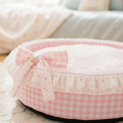 Princess Design Feline Bed Breathable Semi Enclosed Pet Bed Cradle Pet Nest Soft Lace Trim for Cats