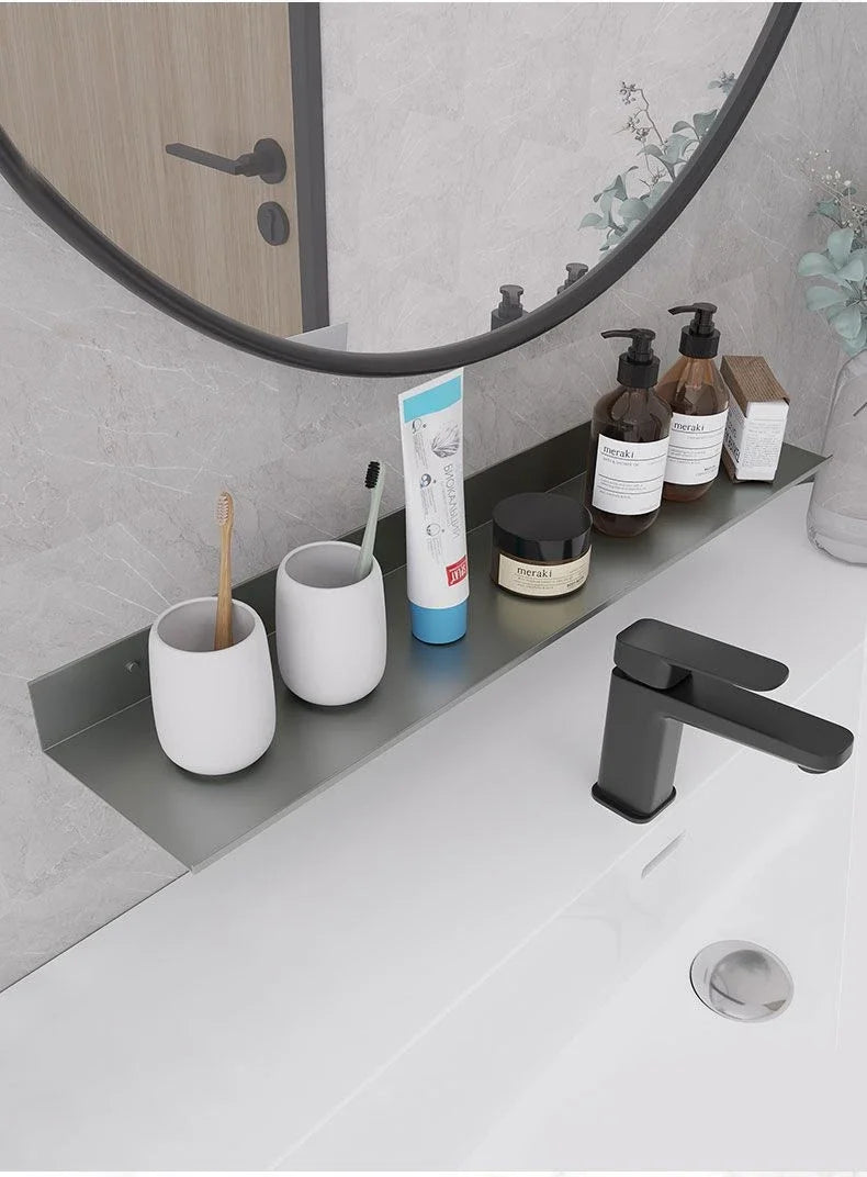Toilet No Drilling Shelving Wall Mounted Shelf Space Aluminum Vanity Mirror Front Storage Shelves Organizer Bathroom Accessories