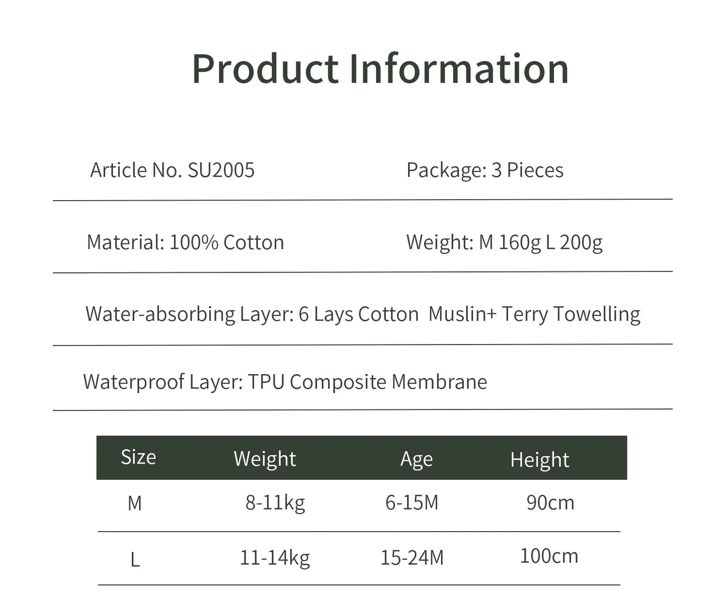 3pcs/Lot Baby Cotton Training Pants Panties 6 Layer Waterproof Cloth Diapers Reusable Toolder Nappies Diaper Baby Underwear