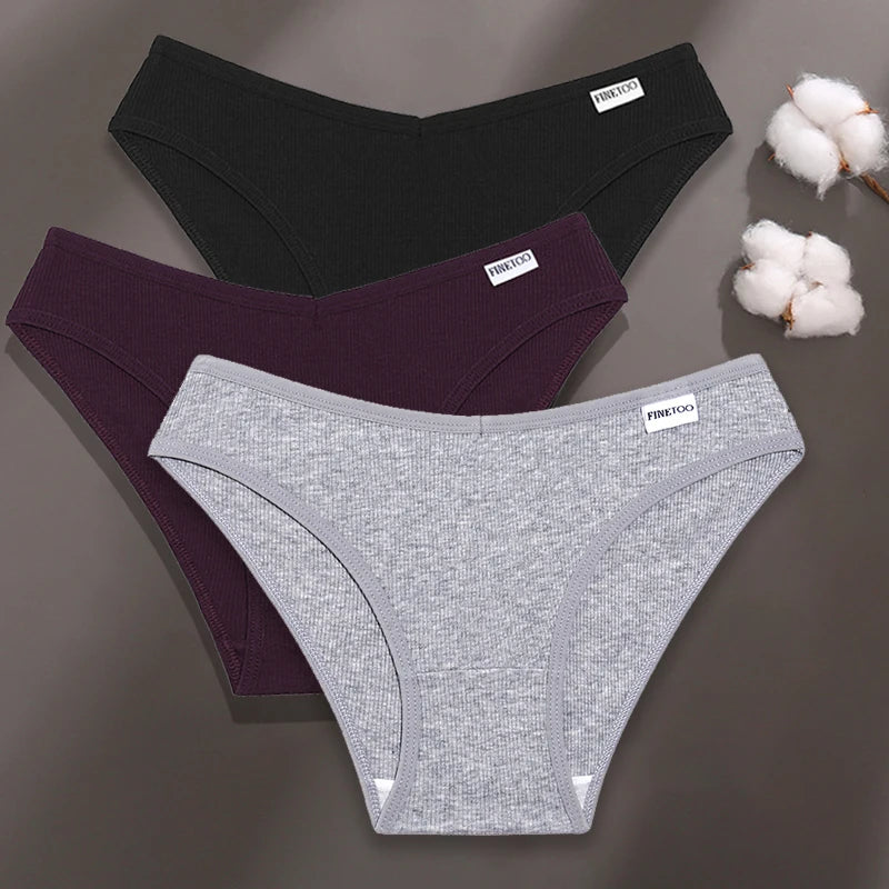 FINETOO 3PCS/Set M-XXL Women Sexy Cotton Panties Underwear Female Underpants Woman Briefs Cotton Pantys Girl Intimates Lingerie