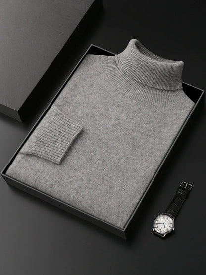 Men's Turtleneck 100% Cashmere Sweater Autumn Winter Basic Long Sleeve Pullover Cashmere Knitwear Soft Warm Comfy Clothing