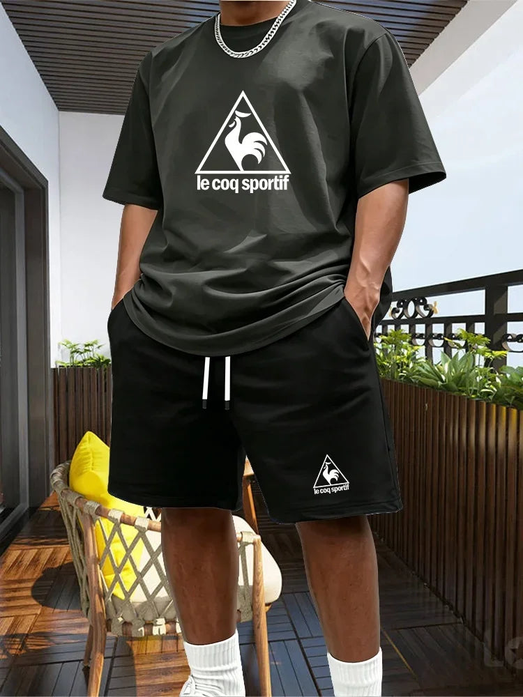 Men's Two-piece Sportswear Short Sleeved T-shirt and Pants Set Running and Fitness Sportswear 2026 Summer Big Discount