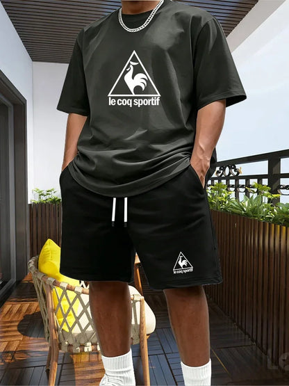 Men's Two-piece Sportswear Short Sleeved T-shirt and Pants Set Running and Fitness Sportswear 2026 Summer Big Discount