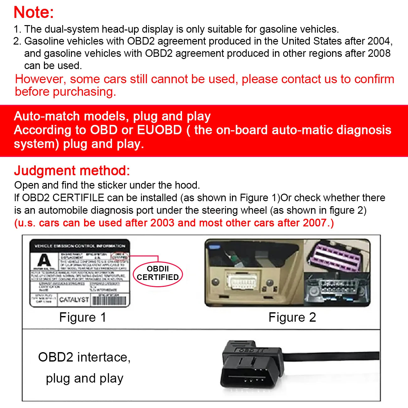 M3 HUD Obd2 Display On-board Computer Car Head-up display Windshield Big Font projection E-OBD and GPS Suitable for All Cars M1
