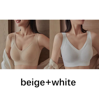 FallSweet 1/2PCS Seamless Push Up Bra for Woman Wireless Bralette Soft Comfortable Breathable Lingerie for Large & Small Bust