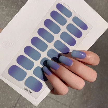 Semi-cured Gel Nail Stickers Solid Color Nail Semi-baked Tips Full Paste Nail Decals UV Lamp Need
