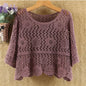 Women's Summer Short Jacket 2025 New Pullover Round Neck Knit Female Sweater Top Loose Fashion Hollowing Out Ladies Lace Tops