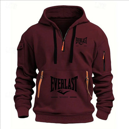Fashion autumn and winter men's brand clothing multi-zipper design printed hoodie casual sweatshirt loose hooded jumper