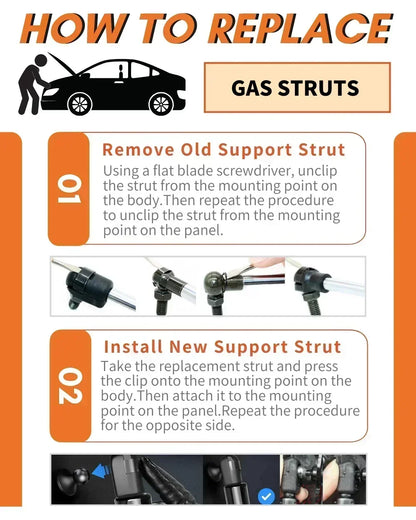 Qty(2) Trunk Struts with Spring for Volkswagen Golf R Mk7&Mk7.5 2014-2020 Rear Tailgate Boot Lift Supports Shock Absorbers
