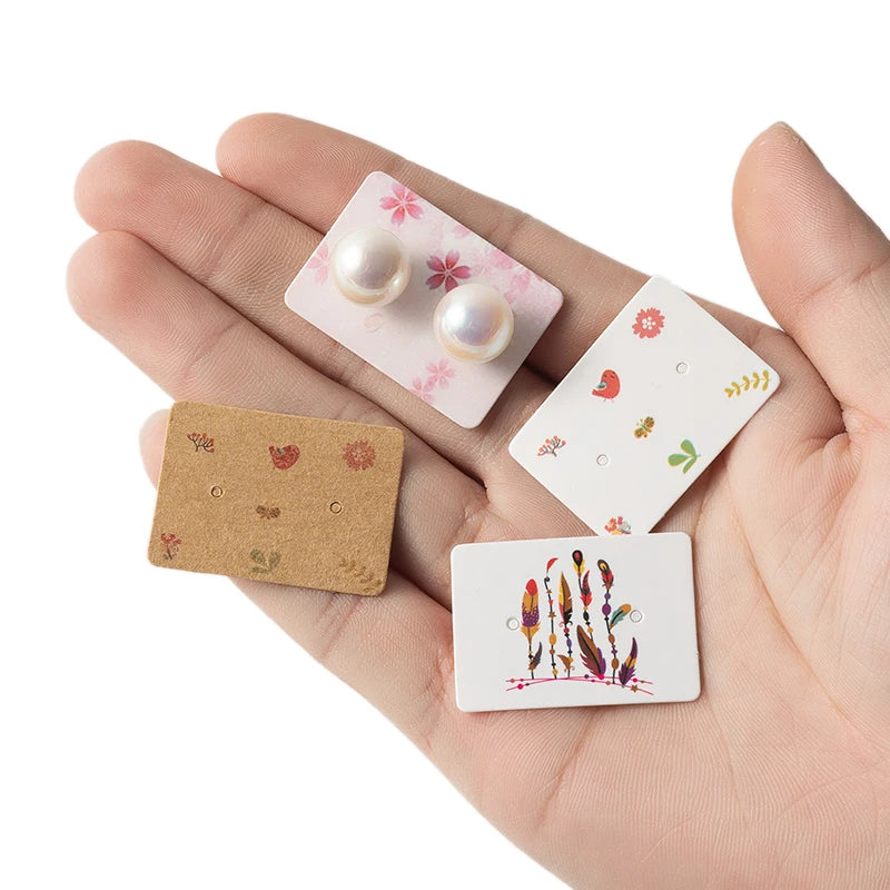 50/100Pcs 5x4cm Earring Cards Cardboard Labels DIY Jewelry Display Stand Holder Small Businesses Selling Packaging Supplies