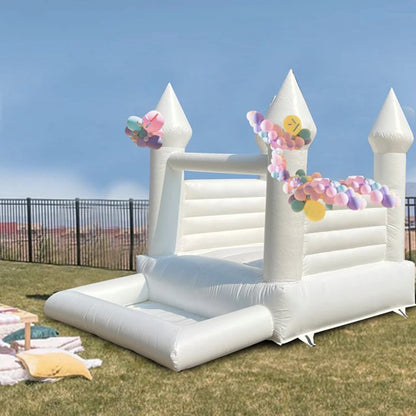 Commercial Durable White Wedding Bounce House Inflatable Combo Bouncy Castle With All Pvc For Indoor Outdoor Kids And Tollders