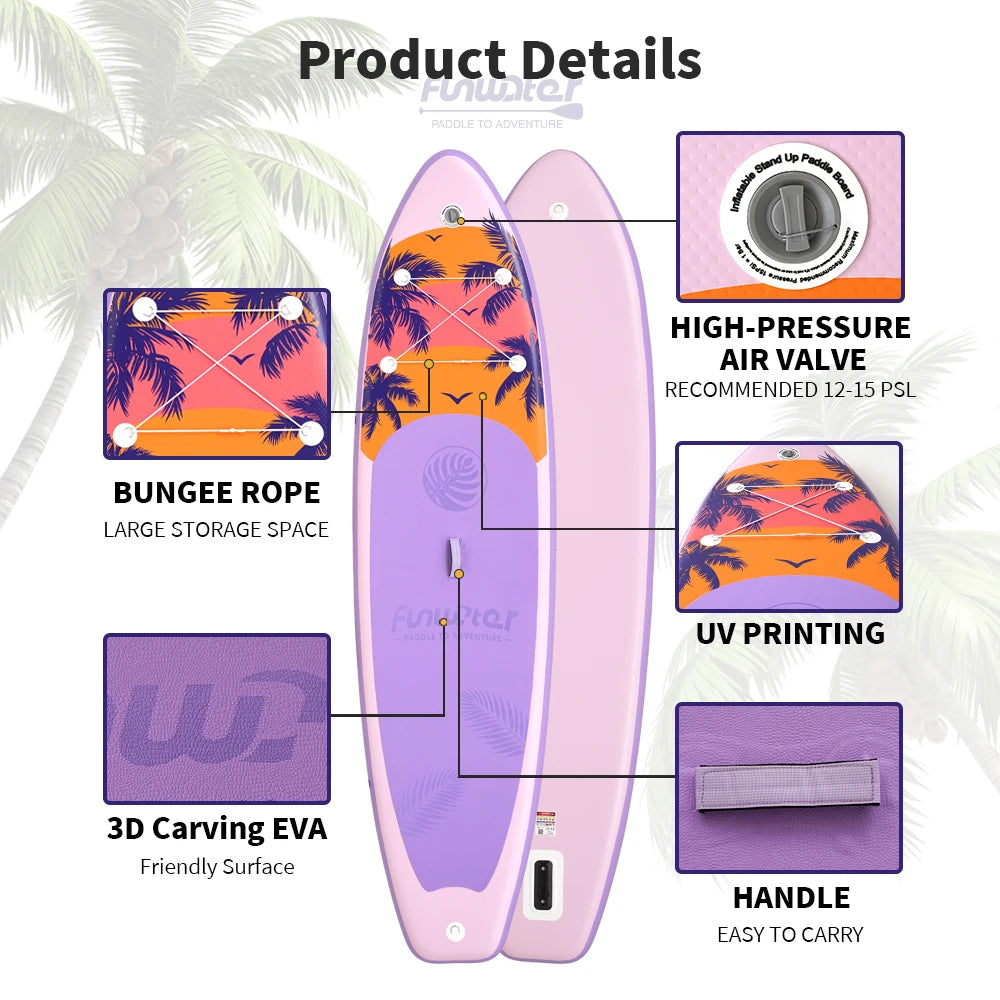FunWater Stand Up Paddle Board 335*83*15CM Inflatable Paddling Board Surfboard Non-Slip Water Sport Paddle Board with Accessory