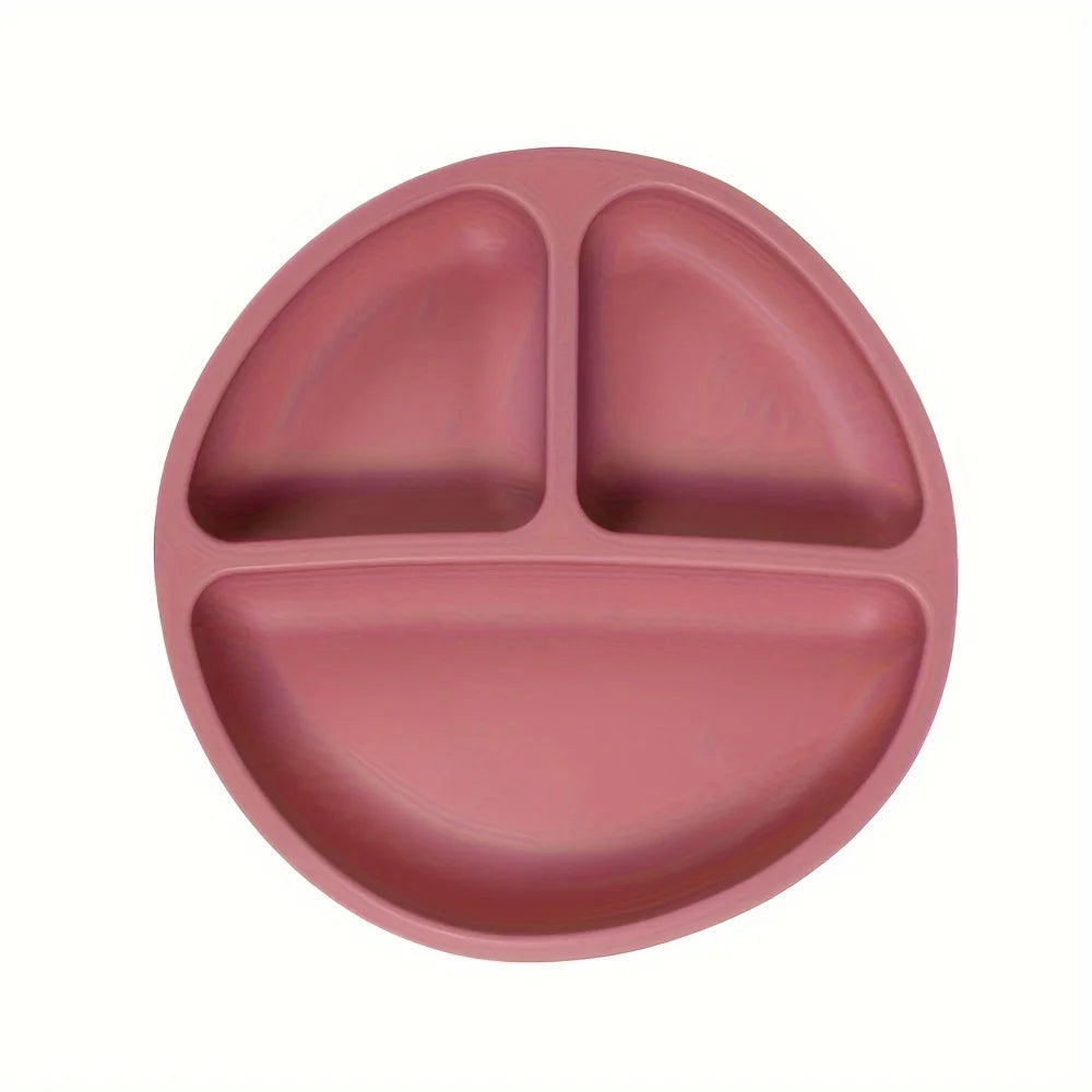 Suction Plates For Babies, Silicone With Lid Divided Design Dinner Plate