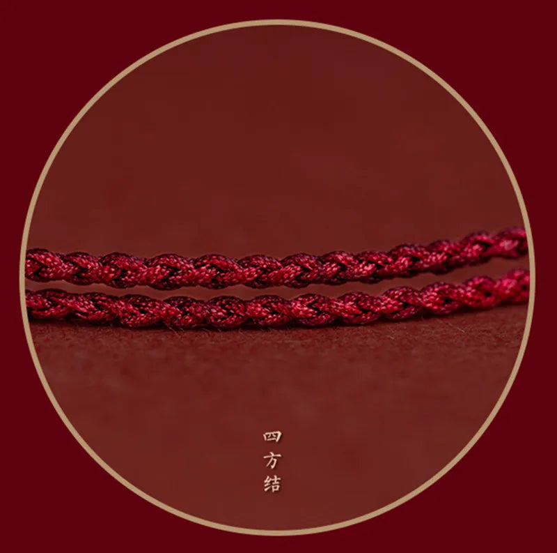 Hand Braided Red Rope Bracelet Copper Lucky Bead Hand Rope Couple Bracelet Simple Buckle Ethnic Original Female Accessory