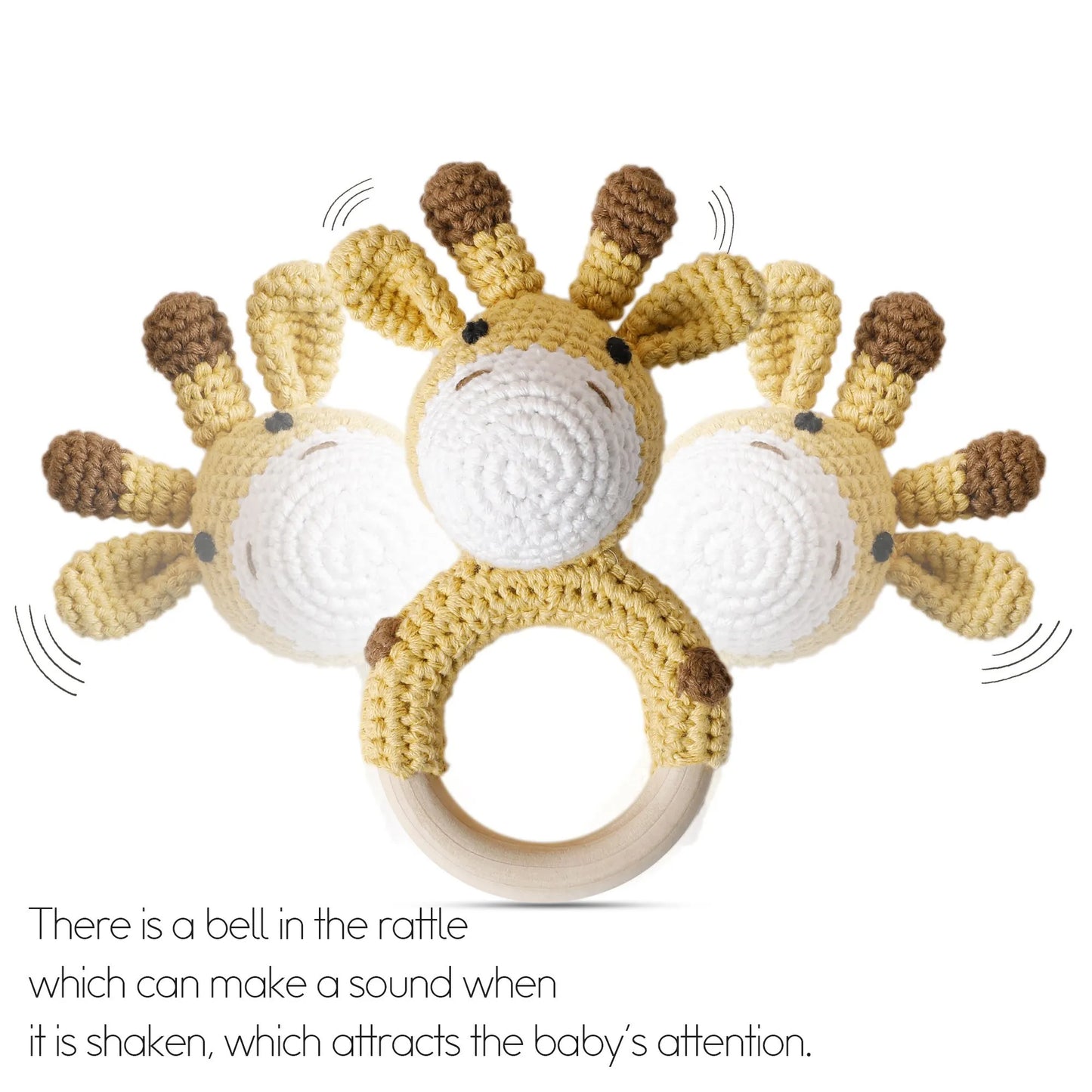 1Pc Baby Teether Wooden Crochet Rattle Toy BPA Free Baby Mobile Play Gym Wood Rodent Rabbit Rattle Newborn Educational Toy Gifts