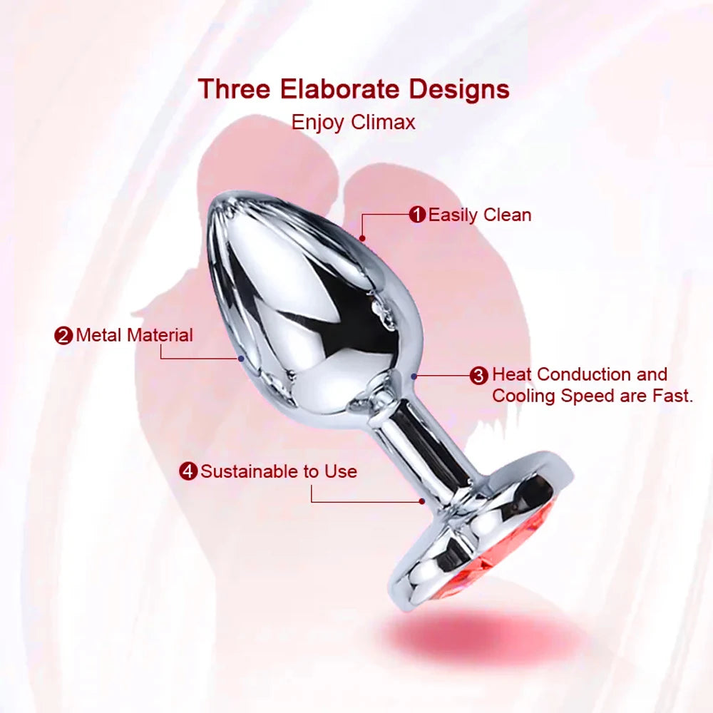 3PCS S/M/L Metal Anal Plug Butt Plug Sex Toy Butt Toy for Women Men Couples Adult Game Masturbator Anal Diamond Sex Shop 18+
