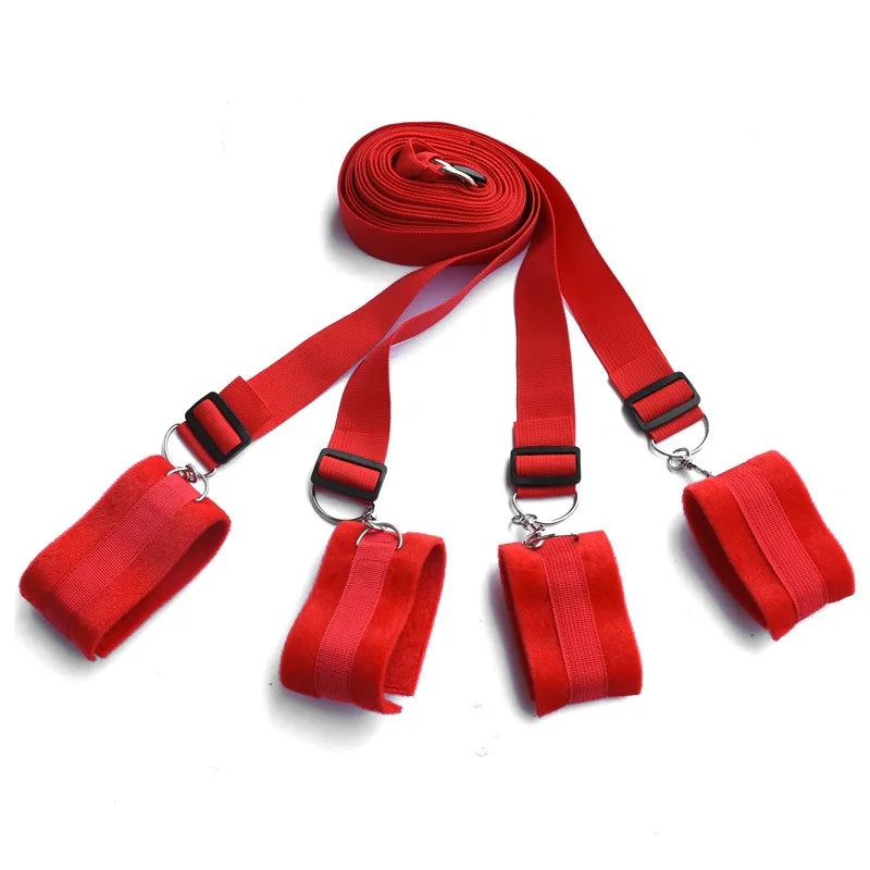 Bed Bondage Restraint Set Adjustable Wrist Ankle Cuffs Comfortable Couples Handcuffs Adult Sex SM Game Lover Intimate Play Kit