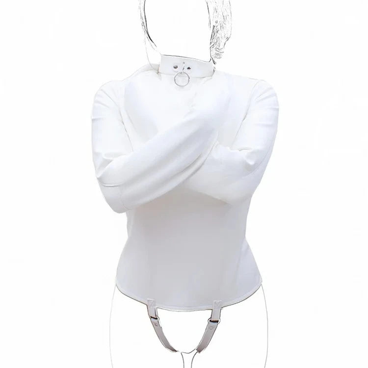 Female Sofe Leather Adjustable Binder Bondage Straitjacket Binding Slave Lockable Coat For Women Erotic Cosplay Adult BDSM