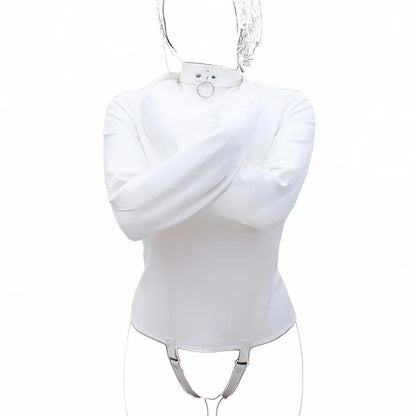 Female Sofe Leather Adjustable Binder Bondage Straitjacket Binding Slave Lockable Coat For Women Erotic Cosplay Adult BDSM