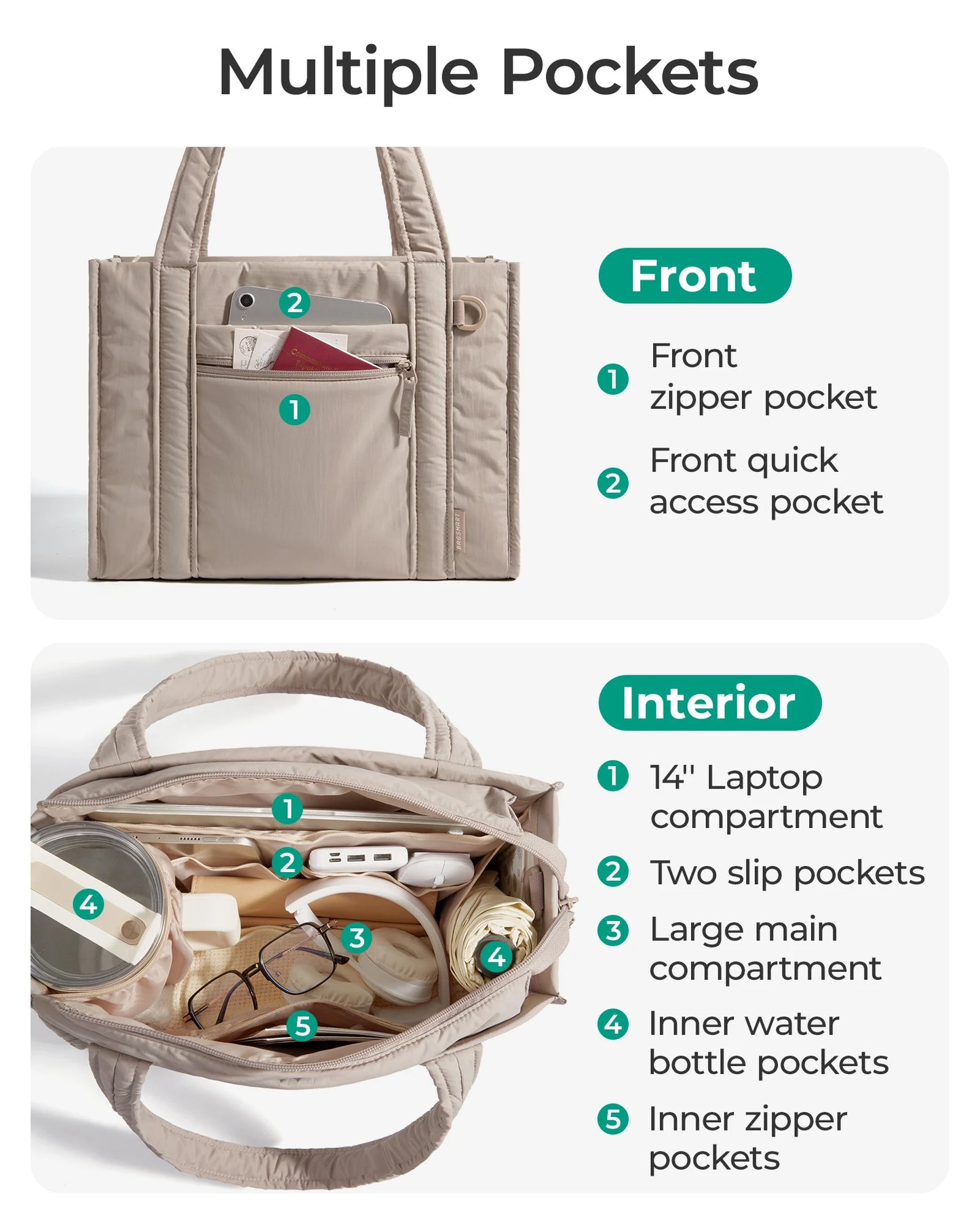 BAGSMART Small Tote Bag for Women Lightweight Crossbody Bag with Zipper Mini Shoulder Bag for Travel Work College