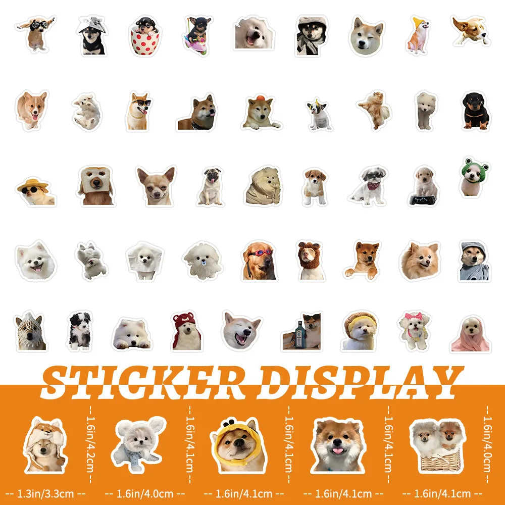 10/100/1000Pcs Funny Dog Stickers Cartoon Cute Decals Toy Guitar Phone Bicycle Laptop Notebook Luggage Car Graffiti Kids Sticker