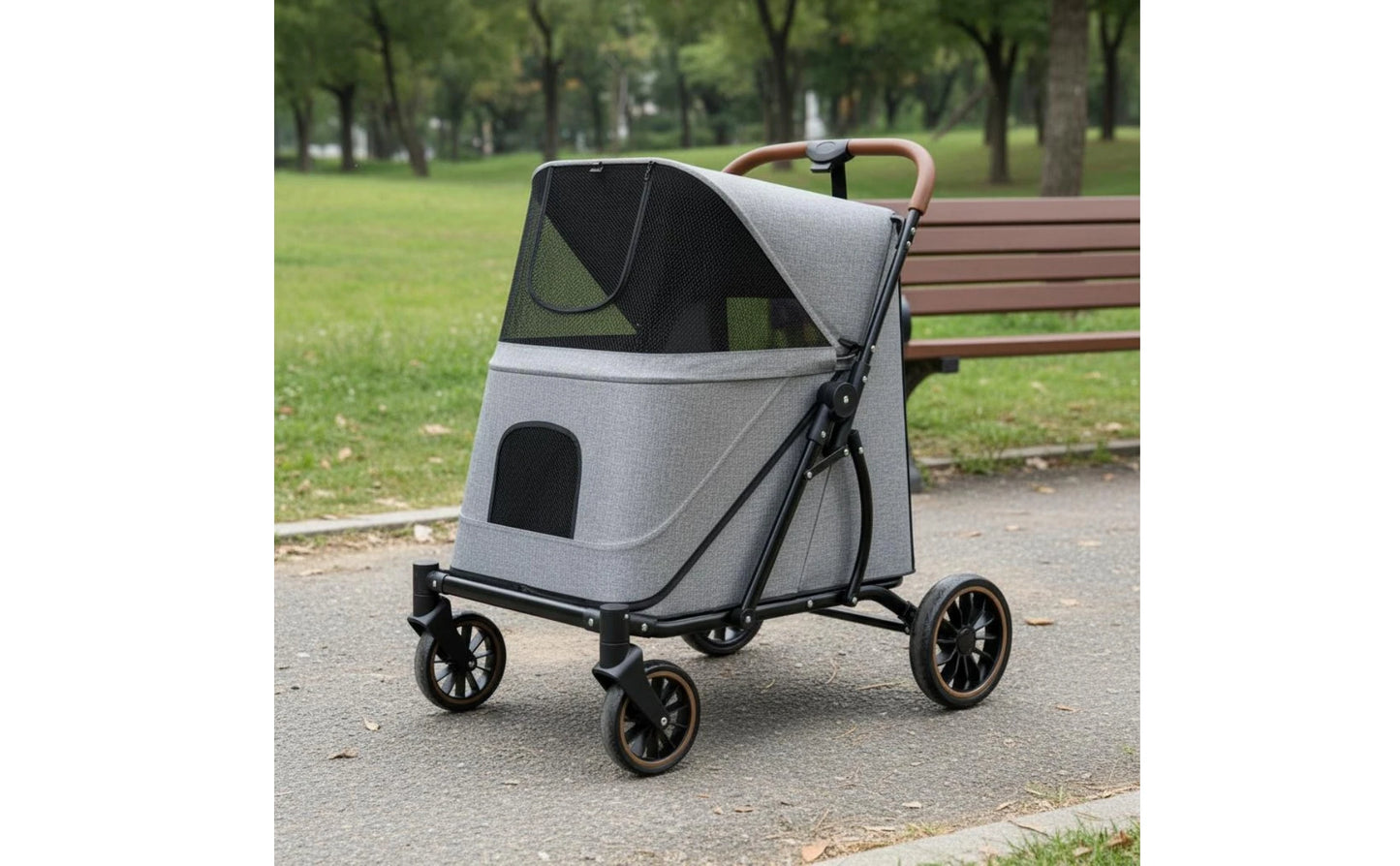 Large Dog Stroller Swivel Wheels Foldable Pet Stroller Pet Travel Enclosed for Other Pets, Outdoor Walking, Transport