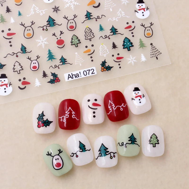 Winter Christmas Atmosphere Nail Stickers Snowman Snowflake Wapiti Self-adhesive High Quality Cute Nail Stickers Nail Art Deco