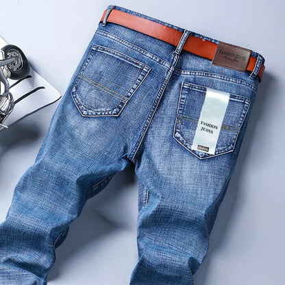 2026 New Style Business Men's Jeans Casual Straight Stretch Fashion Classic Blue Black Work Pant Denim Trousers Male Clothing