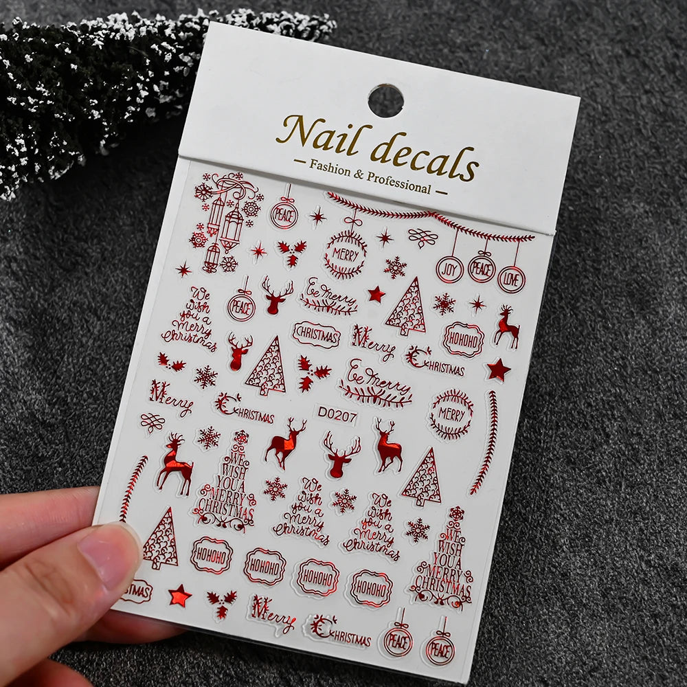 Winter Christmas Atmosphere Nail Stickers Snowman Snowflake Wapiti Self-adhesive High Quality Cute Nail Stickers Nail Art Deco