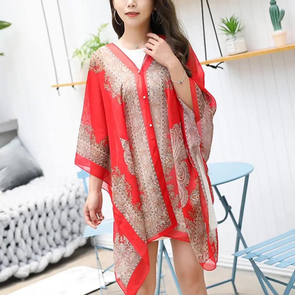 Women Shawl Cashew Print Beads Ladies Loose-fitting Sexy Cover Up for Vacation Woman Scarf Ladies Shawl