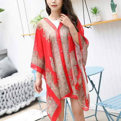 Women Shawl Cashew Print Beads Ladies Loose-fitting Sexy Cover Up for Vacation Woman Scarf Ladies Shawl