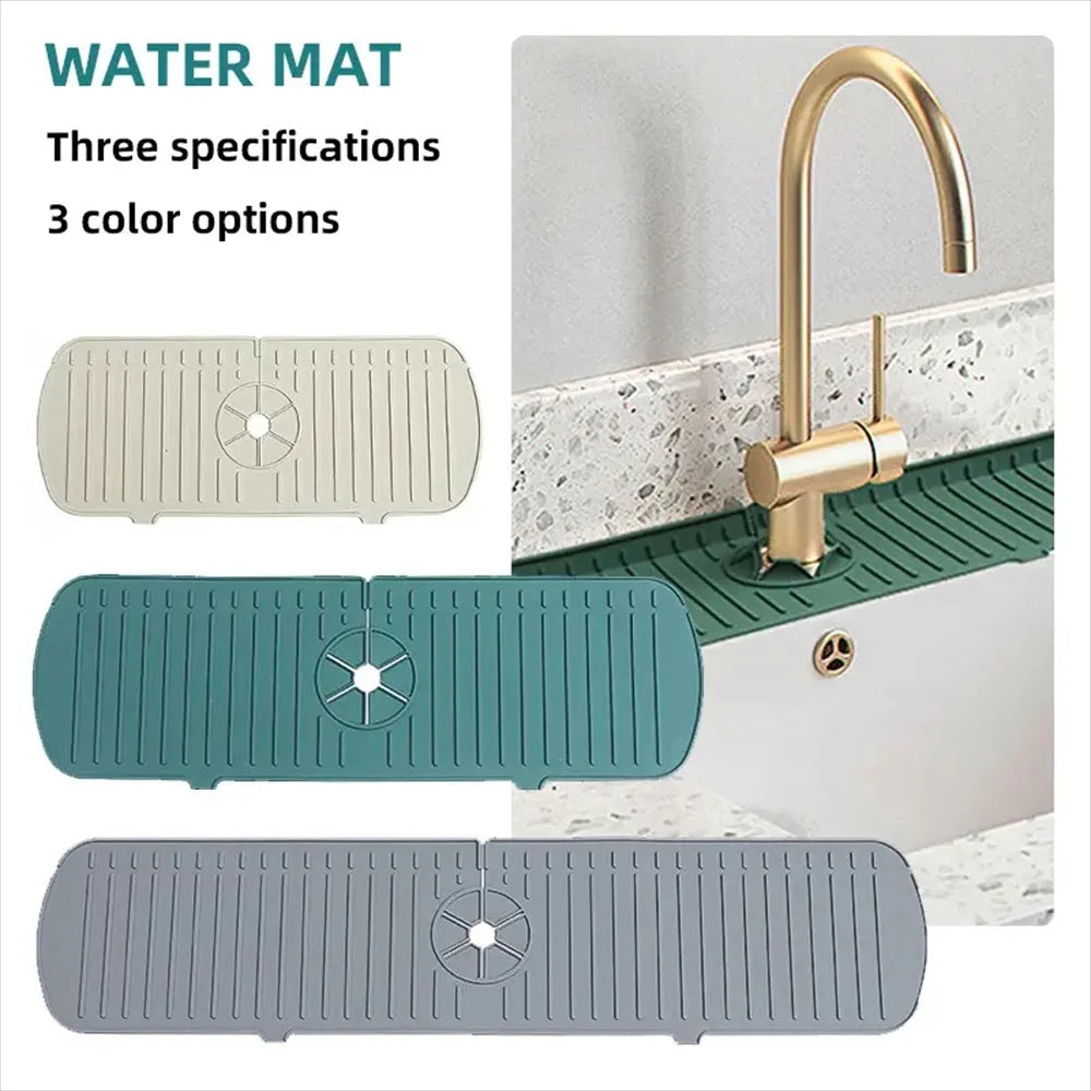 Silicone Tap Mat,Sink Splash Guard,Kitchen Tap Silicone Drain Mat, Silicone Tap Handle Drip Catcher Tray, Tap Mat for Kitchen
